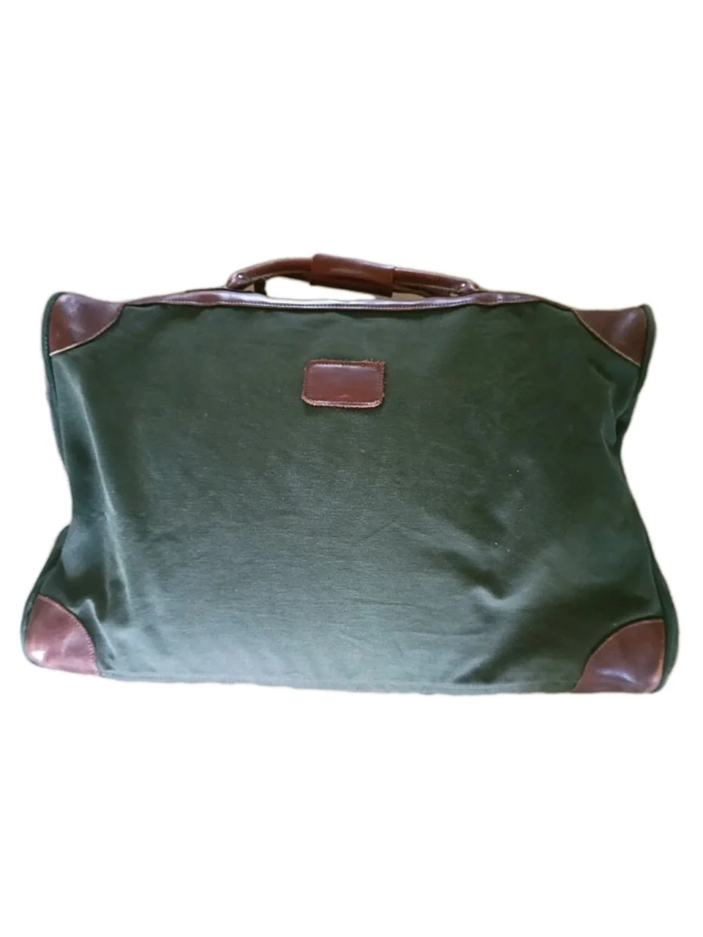 ORVIS BATTENKILL-Green Canvas/Leather Double Zip & Handle Clamshell Carryall-VTG